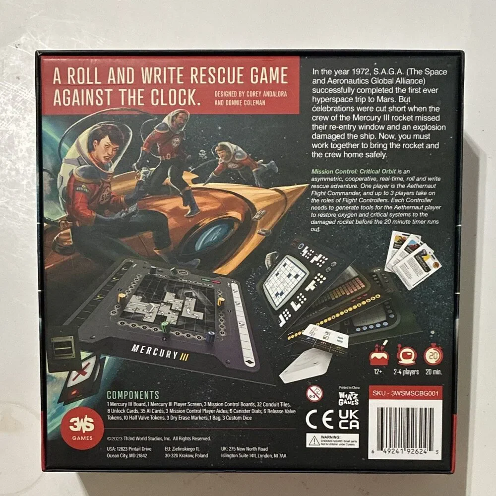 Mission Control Critical Orbit Board Game 3WS Complete Cooperative Space Game